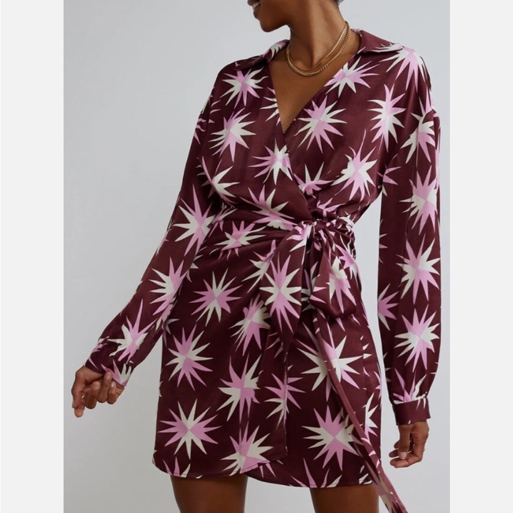 Women's Pink and Brown Midi Dress